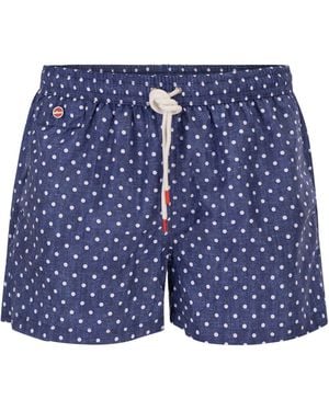 Kiton Short Patterned Swim Boxers - Blue