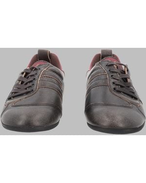 Vivienne Westwood Textured Trainers With Burgundy Accents And Emblem - Grey