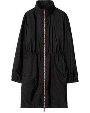 Burberry Drawstring Waist High Collar Parka - Black