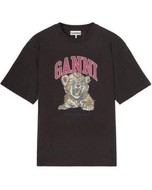 Ganni Cotton T-Shirt - Black