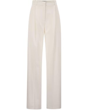 Elisabetta Franchi Crepe Trousers With Satin Details - White