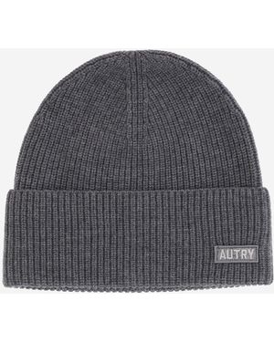 Autry Gorro de lana con logotipo - Gris