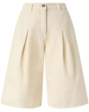 Pinko Weiße Baumwollshorts Mit Falten - Natur