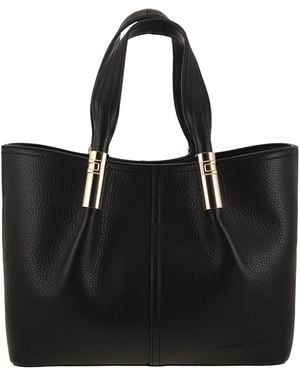 Elisabetta Franchi Medium Tote Bag With Logo Details - Black