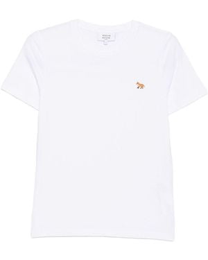 Maison Kitsuné T-Shirt Mit Fuchs-Patch - Weiß