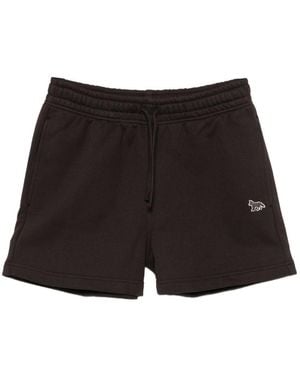 Maison Kitsuné Shorts Con Cordones Y Motivo De Zorro - Negro