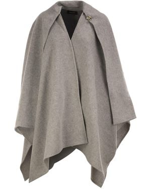 Fabiana Filippi Wool Cape With Jewellery Detail - Grey