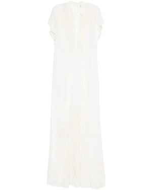 forte_forte Abito Crepe De Chine Ricamo "Iris Velvet" - White