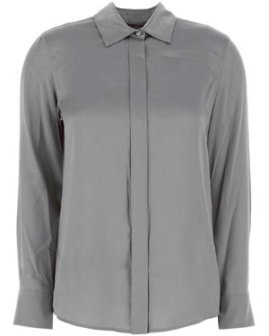 MM STUDIO Powder Stretch Satin Baden Shirt - Grey