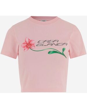 CASABLANCA Cotton T-Shirt With Logo - Pink