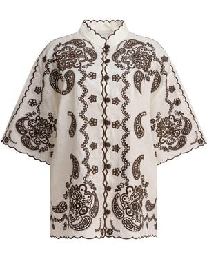 Zimmermann 'Ascension' Embroidered Linen Shirt - White