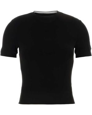 Maison Margiela Cupro-Blend Stretch T-Shirt Top - Black