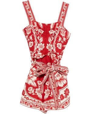 FARM Rio Playsuit Met Bloemenprint - Rood