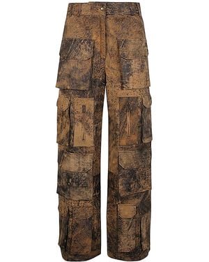 Fermas.club Leather Cargo Trousers - Natural