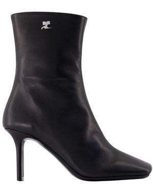 Courreges Schwarze Leder-Stiefeletten