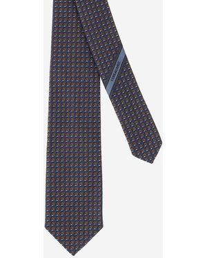 Ferragamo Seidenkrawatte mit geometrischem Muster - Blau