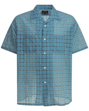 Beams Plus "Open Collar Nylon Airy Plaid" Casual Shirt - Blue