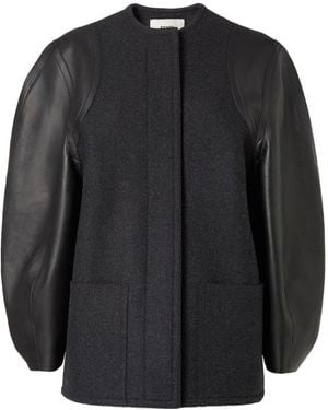 Fendi Wool And Leather Jacket - Black