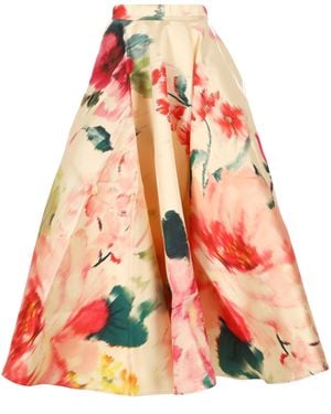 Marques'Almeida Floral Satin High Waist Skirt - Orange