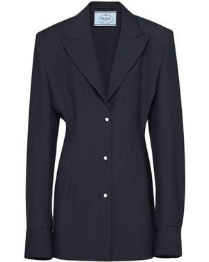 Prada Single-Breasted Mohair Shirt Jacket - Blue