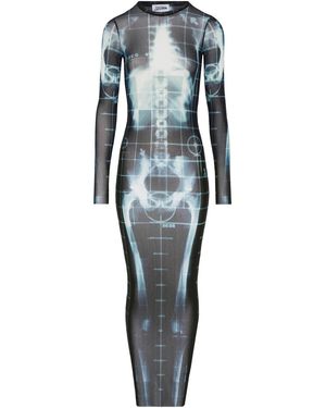 Jean Paul Gaultier Long Dress With X-Ray Print - Blue