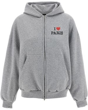 Balenciaga Sweat à capuche 'I Love Paris & ' - Gris
