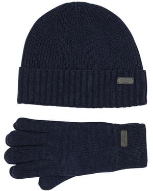 Barbour Set aus Mütze und Handschuhen "Carlton". - Blau