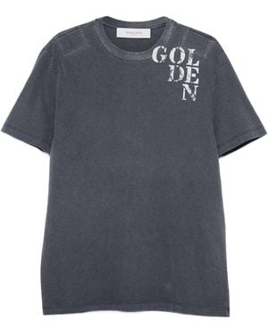 Golden Goose Cotton T-Shirt With Print - Blue