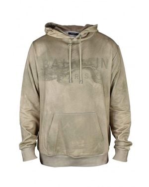 Balmain Pullover With Drawstring Hood - Grau