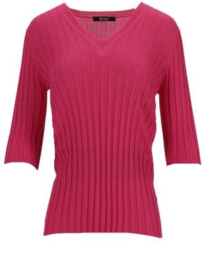 LA ROSE Cuello en V Cash/Seda Rosa fuerte - Rojo