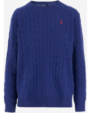 Polo Ralph Lauren Wool En Cashmere Logo Sweater - Blauw