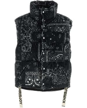 Khrisjoy Printed Corduroy Oversize Sleeveless Down Jacket - Black