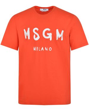 MSGM T Shirt Made Of Cotton - Orange