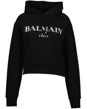 Balmain Vintage Print Hoodie Katoen Zwart
