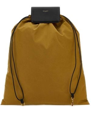 Saint Laurent Biscuit Canvas Shopping Bag - Green