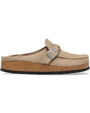 Birkenstock Buckley tressé taupe, cuir suédé - Blanc