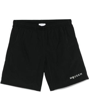 McQueen Alexander Mc Queen Black Swim Shorts Met Trekkoord - Zwart