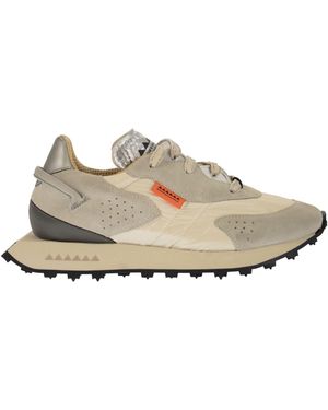 RUN OF Vaporix Suede And Nylon Trainers - Natural