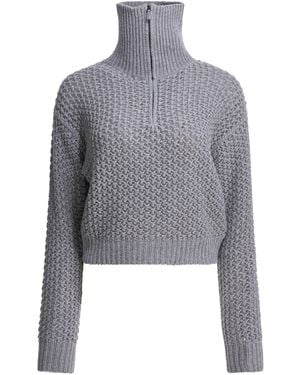 Max Mara Wool Blend Half-zip Jumper Knitwear Grey