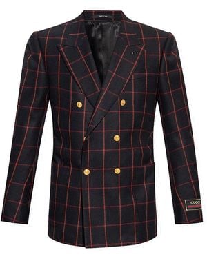 Gucci Double-Breasted Check Blazer - Schwarz