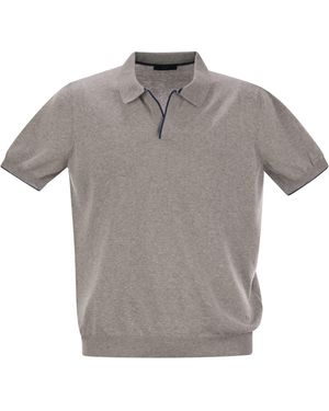 Fay Cotton Buttonless Polo Shirt - Grey