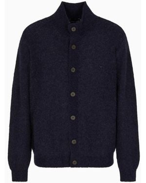 Emporio Armani Alpaca Blend Cardigan - Blue