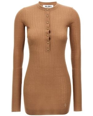 The Attico Ribbed Mini Dress - Brown