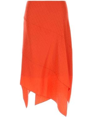 Fendi Coral Silk Skirt - Orange