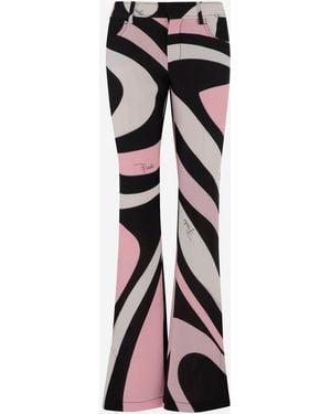 Emilio Pucci Stretch Nylon Broek Met Marmeren Patroon - Zwart