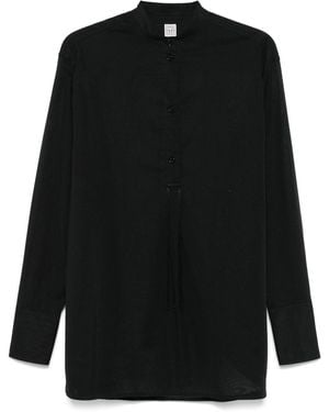 TOTEME Stand Collar Organic Cotton Shirt - Black
