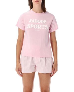 Sporty & Rich Graphic Cotton T-Shirt - Pink