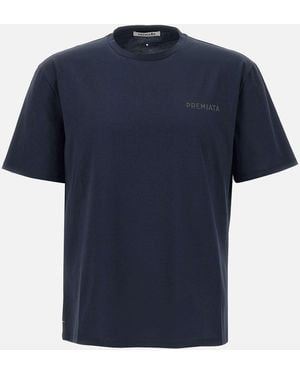 Tシャツ・カットソー PREMIATA SS25 Cotton jersey T-shirt (PA1019 BLUE) Cotton T-Shirt with Nylon Inserts and Logo Transfer Blue