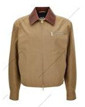 Versace Cotton Jacket With Contrast Collar - Brown