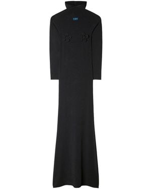 Off-White c/o Virgil Abloh Long Hooded Dress With Floral Appliqués - Black